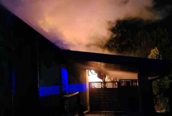 Pożar domku letniskowego w gminie Łąck [ZDJĘCIA]
