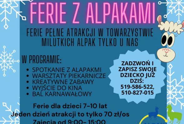 Ferie z Alpakami od 13 lutego 2023r.