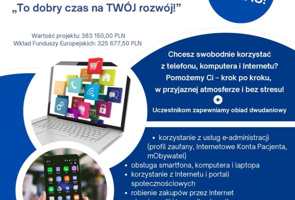Zakład Doskonalenia Zawodowego w Płocku serdecznie zaprasza osoby dorosłe i seniorów do udziału w realizowanym projekcie „To dobry czas na TWÓJ rozwój!”.